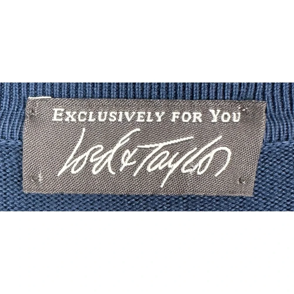 NEW Lord Taylor Polo Sweater Mens 2XL Dark Blue Casual Knit Pullover Long Sleeve